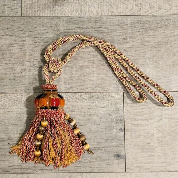 Handcrafted Huge Curtain Tassel Tie-back Ceramic and beads - Picture 1 of 6